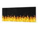 Wide-format glass kitchen panel with and w/o stainless steel metal back-coating: Fire flames