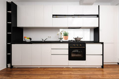 Glass kitchen panel with and w/o stainless steel back-coating: Little plant