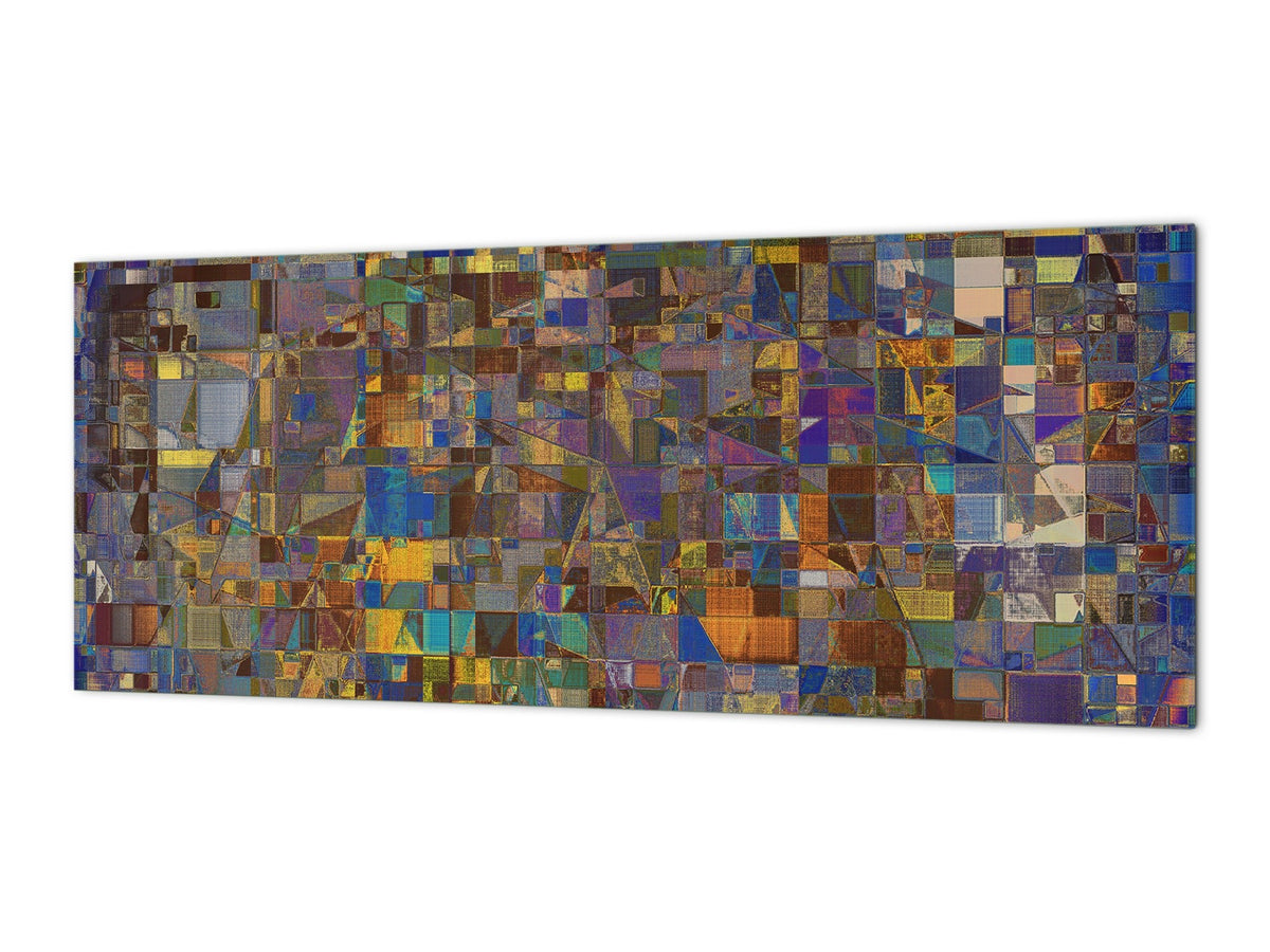 Glass kitchen panel with and w/o stainless steel back-coating: Abstract vintage pattern