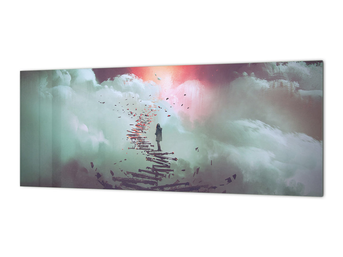 Glass kitchen panel with and w/o stainless steel back-coating: Stairway to heaven