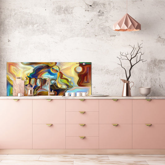 Glass kitchen panel with and w/o stainless steel back-coating: Stained Glass mysticism