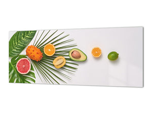 Glass backsplash w/ and w/o metal sheet backing with magnetic properties: Crreative Tropical mix