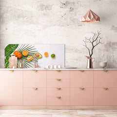 Glass backsplash w/ and w/o metal sheet backing with magnetic properties: Crreative Tropical mix