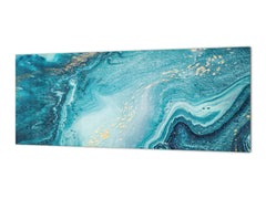 Glass backsplash w/ and w/o metal sheet backing with magnetic properties: Ocean briefing art 2