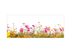 Glass backsplash w/ and w/o metal sheet backing with magnetic properties: Spring flower bed