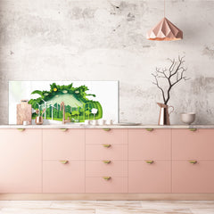 Glass backsplash w/ and w/o metal sheet backing with magnetic properties: 3D paper ecology