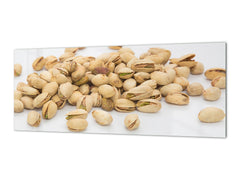 Large format horizontal backsplash - magnetic and non magnetic tempered glass: Dried pistachios