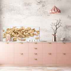 Large format horizontal backsplash - magnetic and non magnetic tempered glass: Dried pistachios