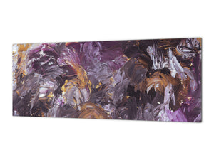Large format horizontal backsplash - magnetic and non magnetic tempered glass: Abstract oil paint