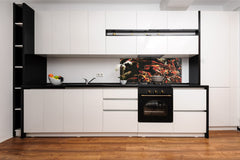 Large format horizontal backsplash - magnetic and non magnetic tempered glass: Colorful Koi