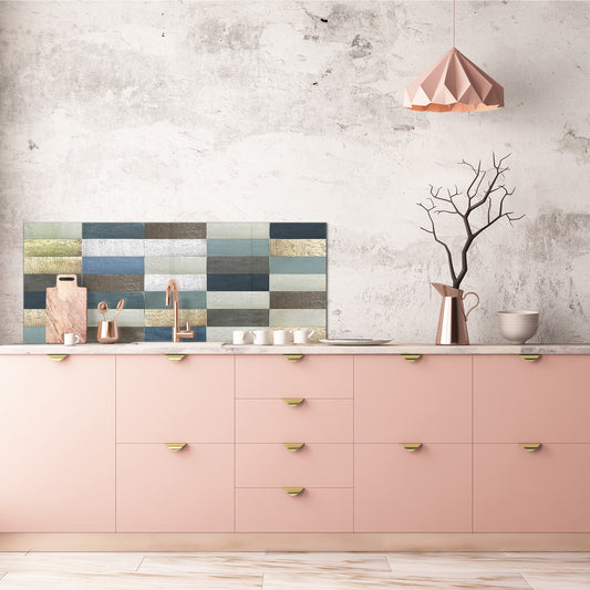 Glass splashback with metal backing - Kitchen glass panel: Metal  Decor