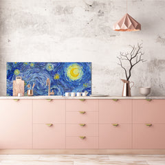 Glass splashback with metal backing - Kitchen glass panel: Moon bright