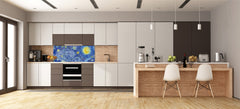 Glass splashback with metal backing - Kitchen glass panel: Moon bright