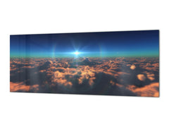Stunning glass wall art - Wide format  backsplash with magnetic properties: fly in above clouds
