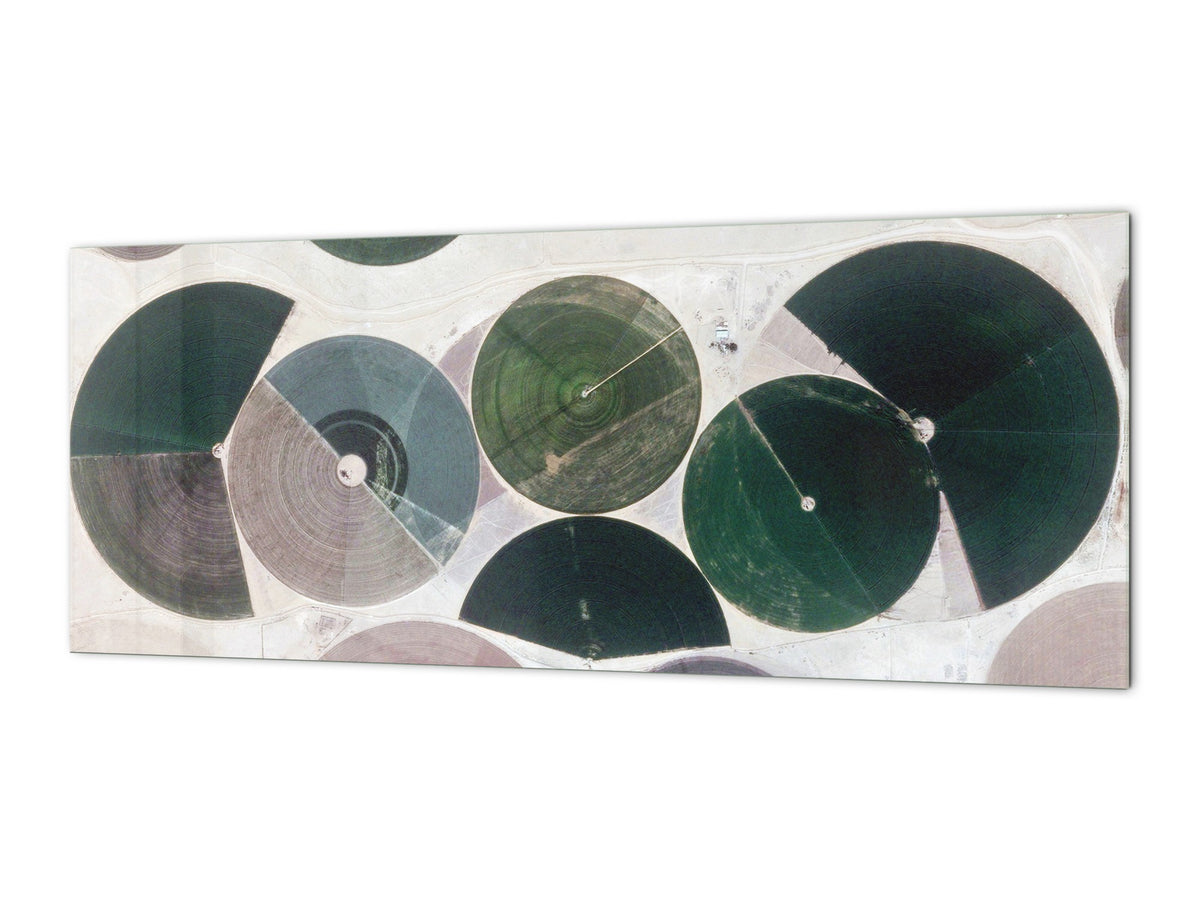 Wide-format tempered glass kitchen wall panel with metal backing - and without: Human crops in the desert