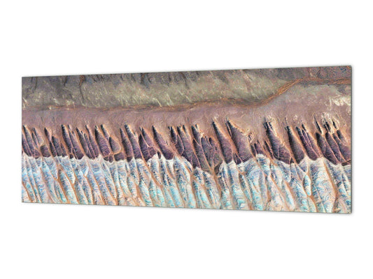 Wide-format tempered glass kitchen wall panel with metal backing - and without: Abstract photography of the deserts of Africa
