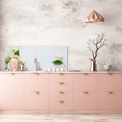 Toughened printed glass backsplash - Wideformat steel coated wall glass splashback: Jasmine flowers f