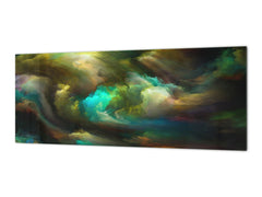 Toughened printed glass backsplash - Wideformat steel coated wall glass splashback: Abstract motion on canvas