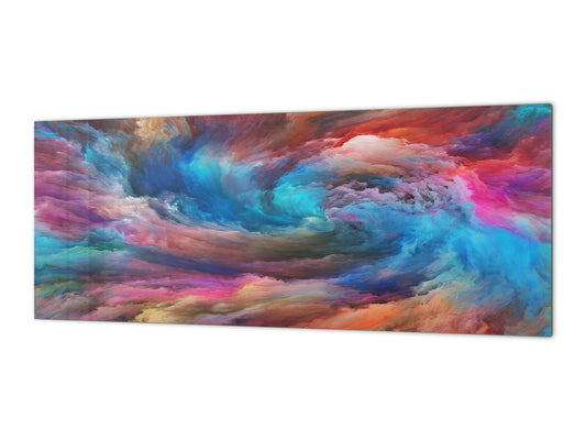 Toughened printed glass backsplash - Wideformat steel coated wall glass splashback:  Vortex Twist