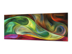 Toughened printed glass backsplash - Wideformat steel coated wall glass splashback:  Modern art background