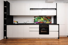 Toughened printed glass backsplash - Wideformat steel coated wall glass splashback:  Modern art background