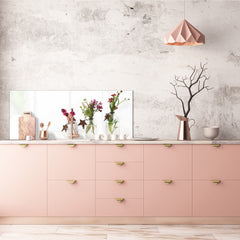 Toughened printed glass backsplash - Wideformat steel coated wall glass splashback:  Spring blooms Santana Red