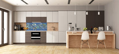 Toughened printed glass backsplash - Wideformat steel coated wall glass splashback:  Ethnic japan like flowers