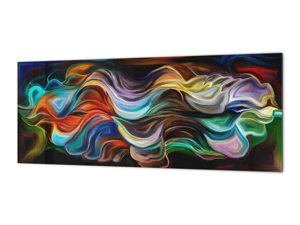 Stunning glass wall art - Wide format  backsplash with magnetic properties:  Organic flames