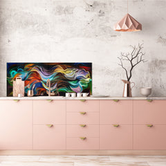 Stunning glass wall art - Wide format  backsplash with magnetic properties:  Organic flames