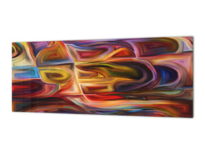 Stunning glass wall art - Wide format  backsplash with magnetic properties:  Colorful abstract art