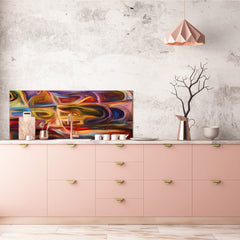 Stunning glass wall art - Wide format  backsplash with magnetic properties:  Colorful abstract art
