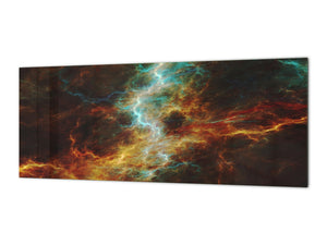 Stunning glass wall art - Wide format  backsplash with magnetic properties:   Fractal  universe