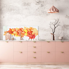 Special order for Dominique: wide format Wall panel with magnetic and non-magnetic metal sheet backing: Autumn maple leaves