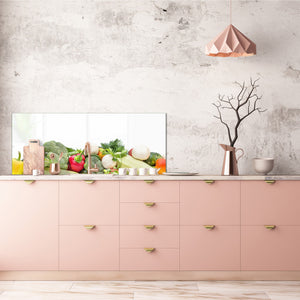 Wide format Wall panel with magnetic and non-magnetic metal sheet backing: Vegetables on white