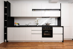 Tempered Glass magnetic and non magnetic splashback in wide-format: White silk