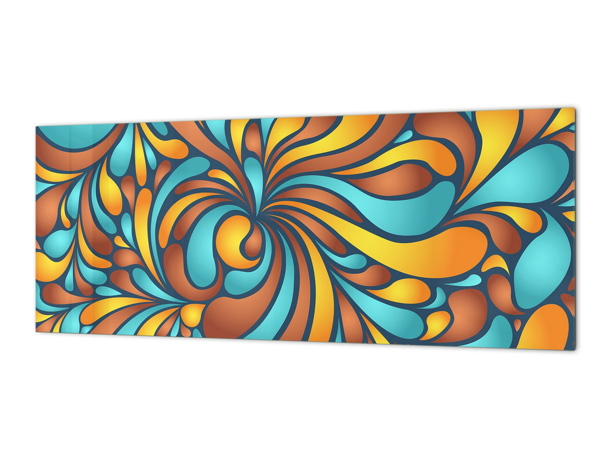 Tempered Glass magnetic and non magnetic splashback in wide-format: Silk fluid shapes