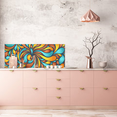 Tempered Glass magnetic and non magnetic splashback in wide-format: Silk fluid shapes