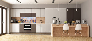 Tempered Glass magnetic and non magnetic splashback in wide-format: City landscape in water