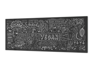 Glass kitchen panel with and w/o stainless steel back-coating: Doodle Food Banner