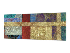 Glass kitchen panel with and w/o stainless steel back-coating: Shabby golden texture