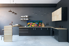 Glass kitchen panel with and w/o stainless steel back-coating: Flowers paintings monet