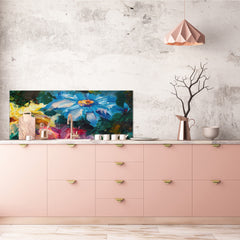 Glass kitchen panel with and w/o stainless steel back-coating: Flowers paintings monet 2