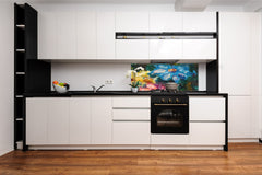 Glass kitchen panel with and w/o stainless steel back-coating: Flowers paintings monet 2