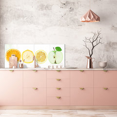 Panel de cocina de vidrio con y sin revestimiento posterior de acero inoxidable: Rodajas de fruta 2 