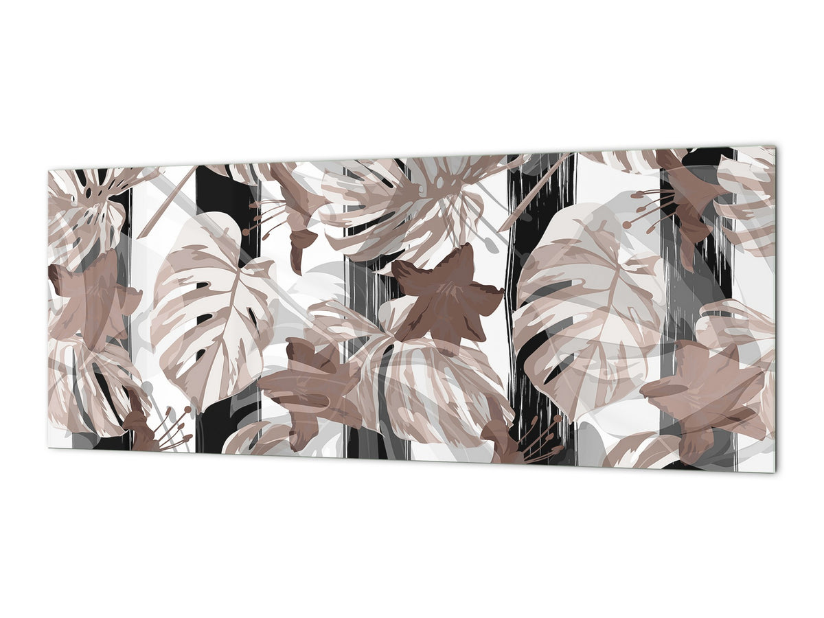 Panel de cocina de vidrio con y sin revestimiento posterior de acero inoxidable: Palm Greenery 