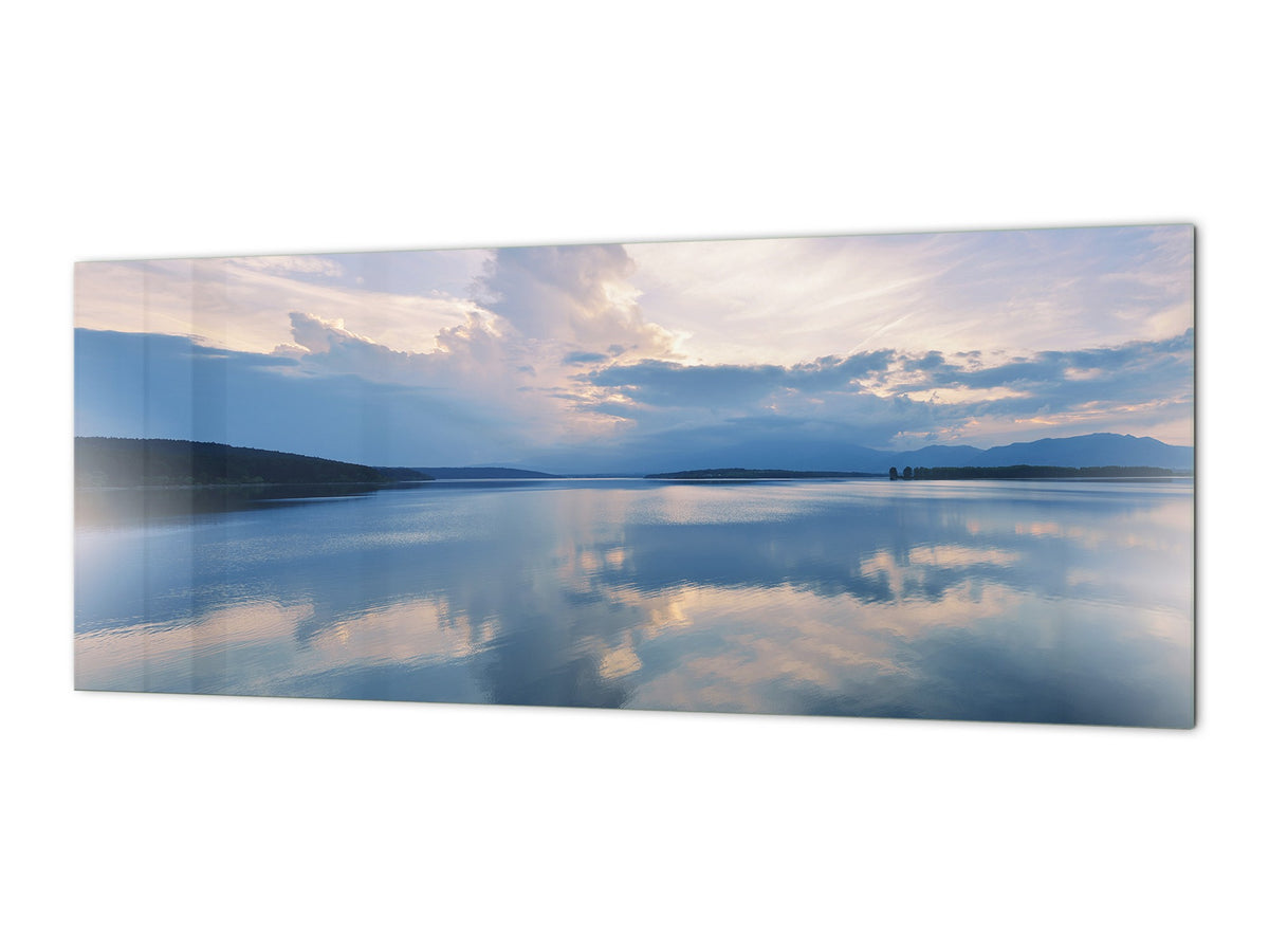 Glass backsplash w/ and w/o metal sheet backing with magnetic properties: Beautiful sunset