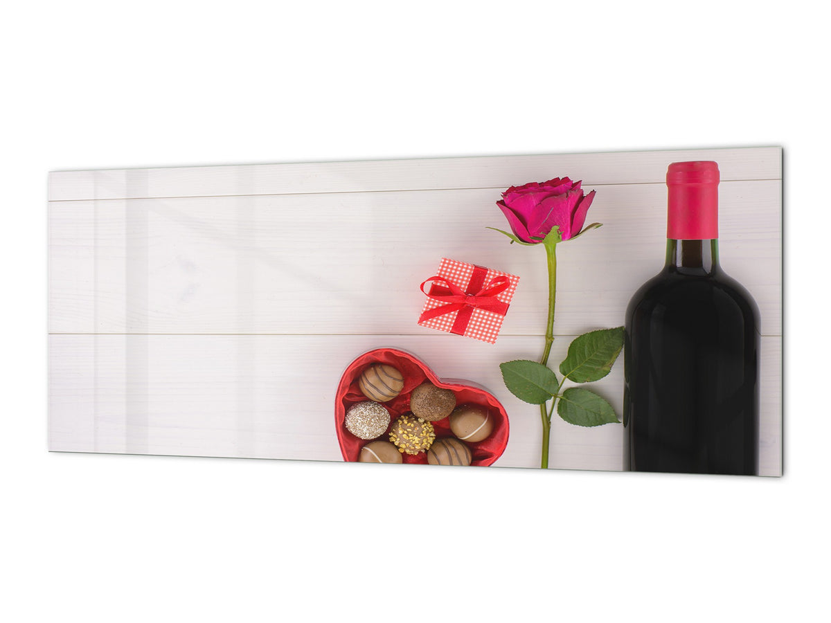 Glass backsplash w/ and w/o metal sheet backing with magnetic properties: Valentines day  decoration