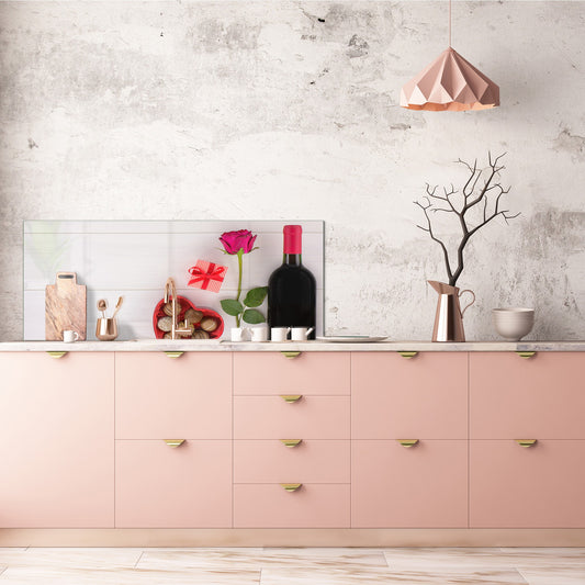 Glass backsplash w/ and w/o metal sheet backing with magnetic properties: Valentines day  decoration