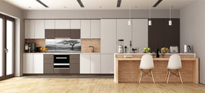 Glass kitchen panel with and w/o stainless steel back-coating: Tree designed by the wind