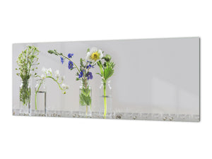 Glass kitchen panel with and w/o stainless steel back-coating: Wild flowers and herbs